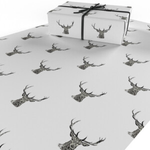 Black & White Stags Wrapping Paper - 2 Sheets