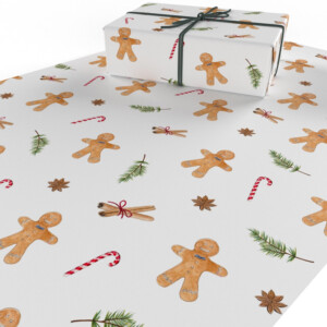 Christmas Gingerbread Men Wrapping Paper - 2 Sheets