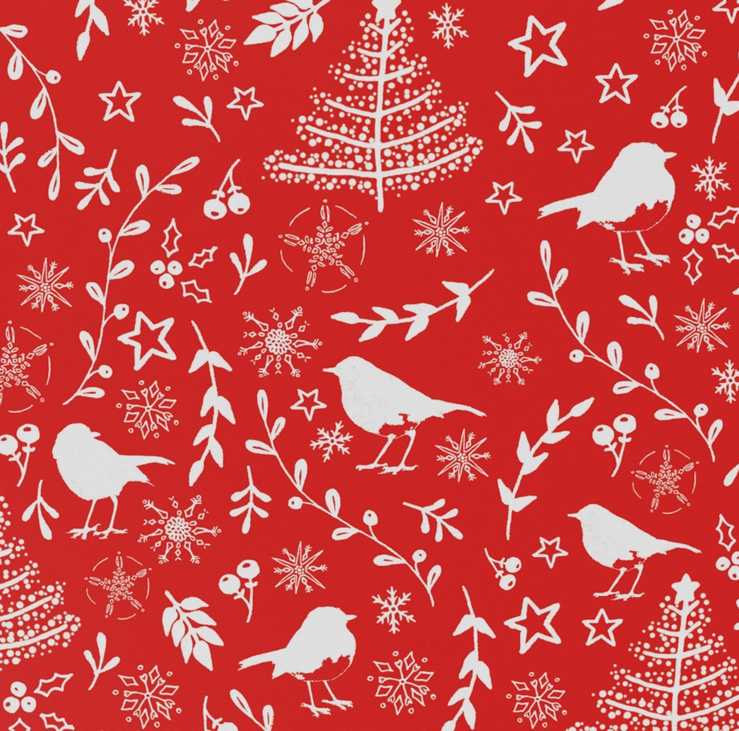 Christmas Scandi Robins Wrapping Paper - 2 Sheets