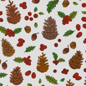 Christmas White Pine Cones Wrapping Paper - 2 Sheets