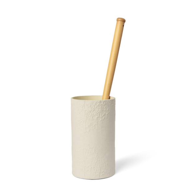 Paper Pottery Toilet Brush Holder - White Dandelion - Image 2