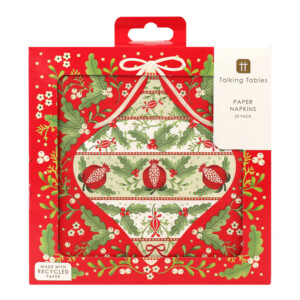 Folk Red Christmas Paper Napkins - 20 Pack