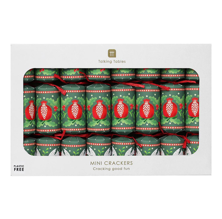 Folklore Green Mini Christmas Crackers - 8 Pack
