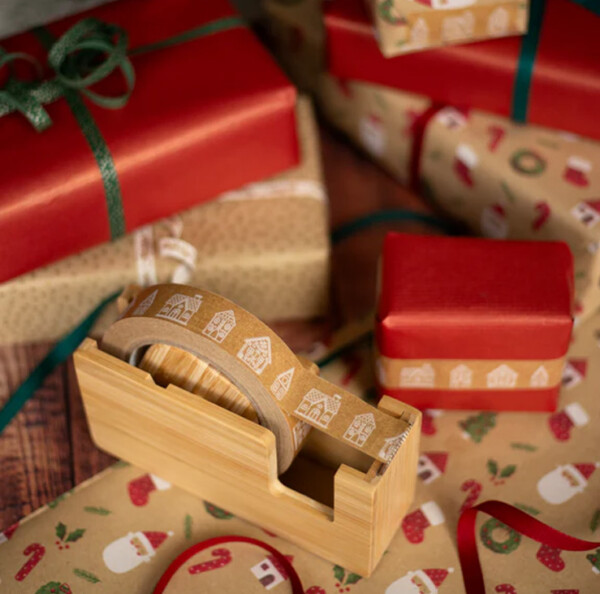 Biodegradable Paper Tape - Gingerbread Houses 24mm