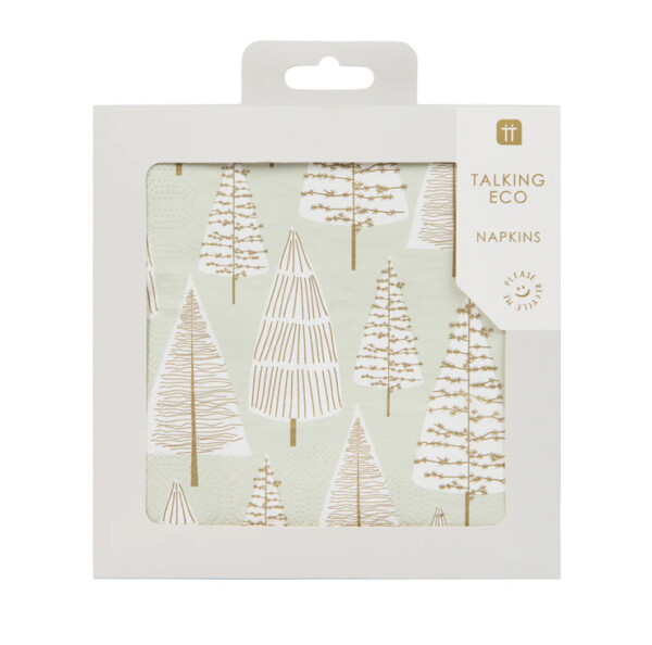 Gold Christmas Tree Napkins - 20 Pack
