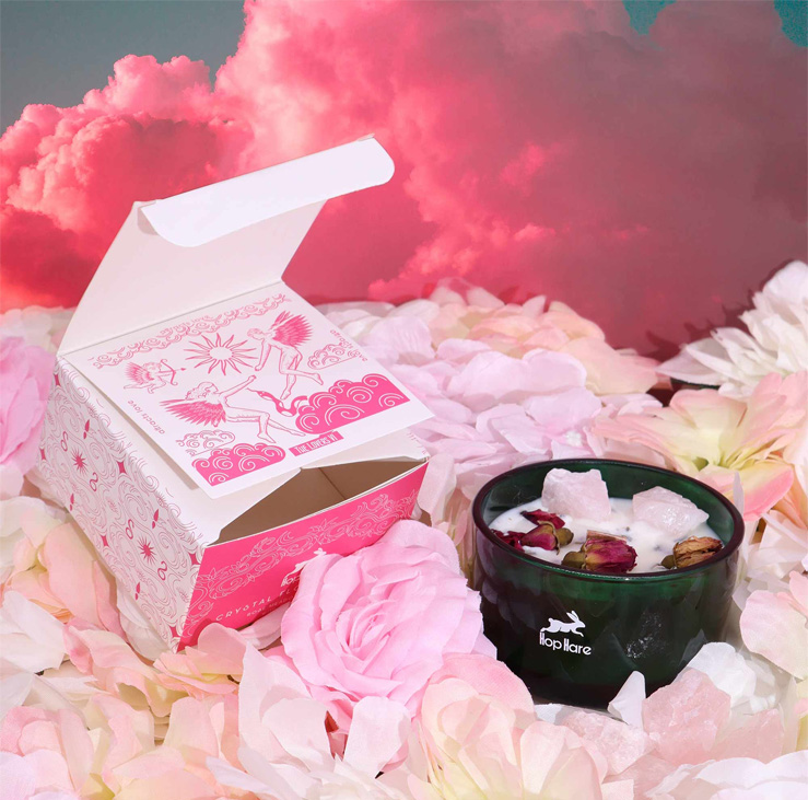 Hop Hare Crystal Magic Flower Candle - The Lovers - Image 2