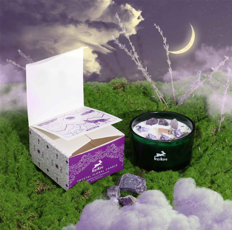 Hop Hare Crystal Magic Flower Candle - The Moon - Image 2