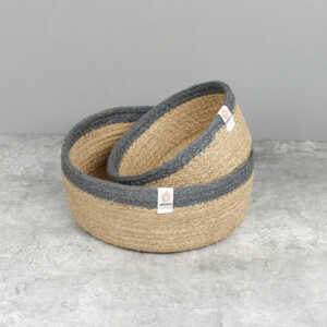Jute Shallow Basket Set of 2 – Natural/Grey