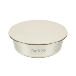 Pet Bowl with Stay-Fresh Lid - Beige