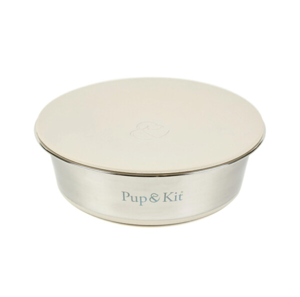 Pet Bowl with Stay-Fresh Lid - Beige