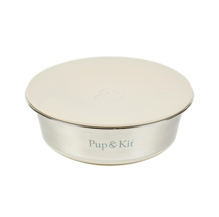 Image of Pet Bowl with Stay-Fresh Lid - Beige