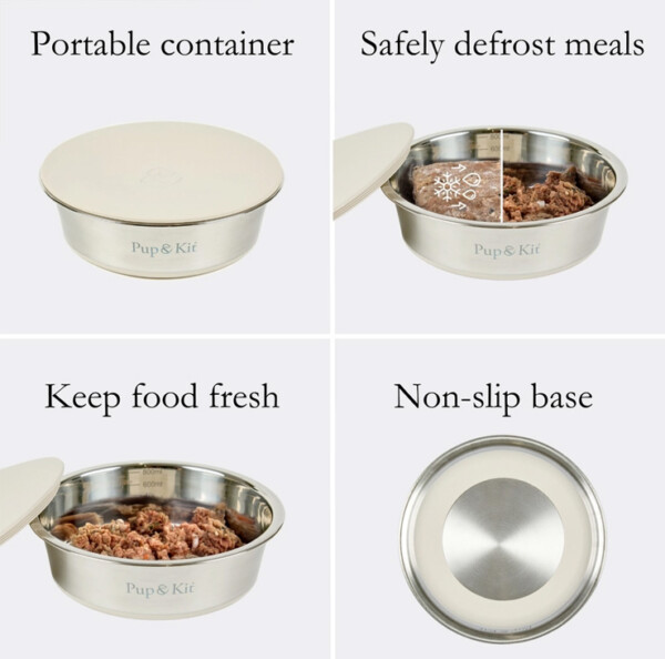 Pet Bowl with Stay-Fresh Lid - Beige - Image 3