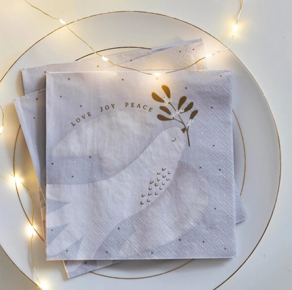 Mistletoe White Christmas Paper Napkins - 20 Pack - Image 2