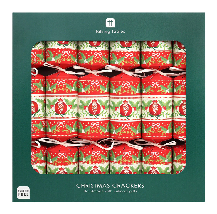 Image of Red Folk Christmas Crackers - 6 Pack