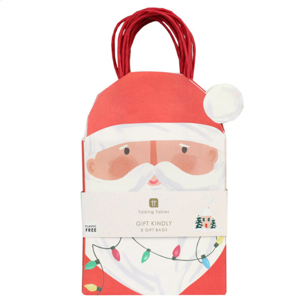 Santa Christmas Paper Gift Bags - 8 Pack