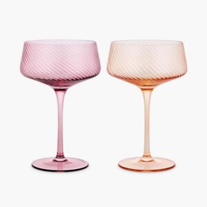 Twist Champagne Coupes – Set of 2 Pink/Peach