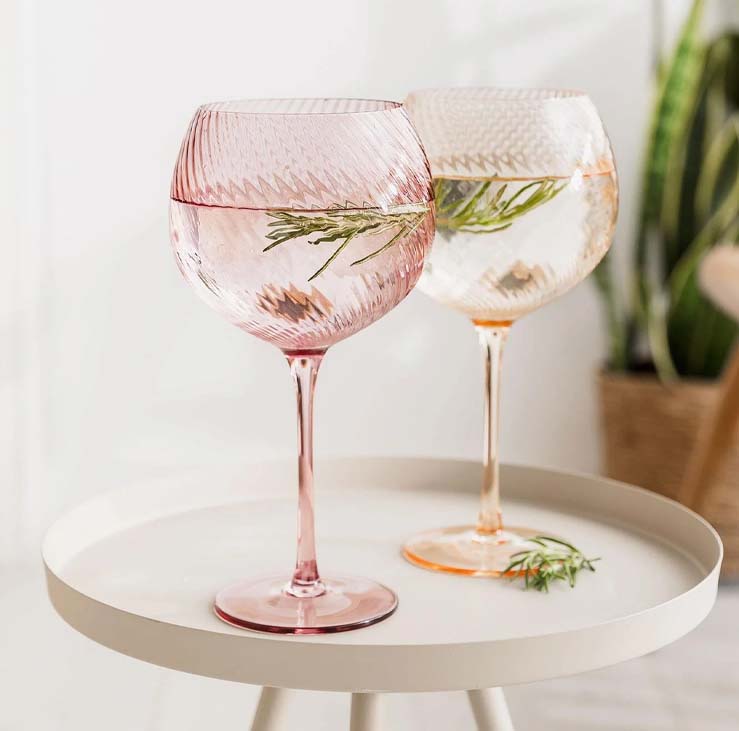 Twist Gin Balloon Glasses – Set of 2 Pink/Peach - Image 2