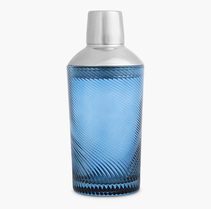 Twist Glass Cocktail Shaker – Blue