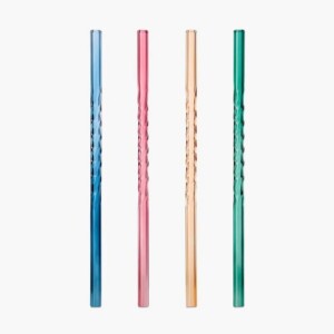 Twist Glass Straws & Cleaning Brush – Set of 4
