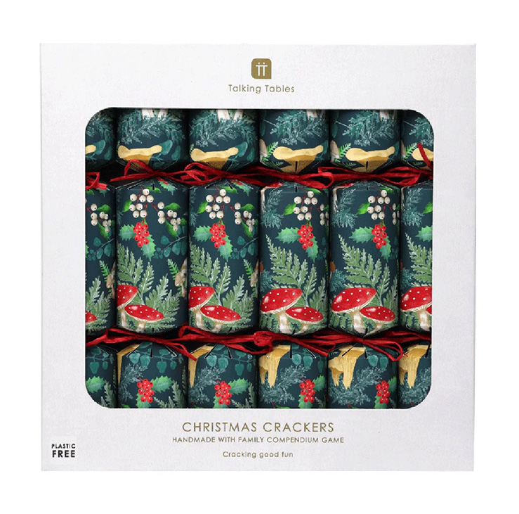 Image of Woodland Forest Green Christmas Crackers - 6 Pack