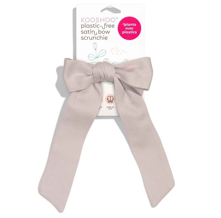 Plastic-free Satin Bow Scrunchie - Pumice Stone