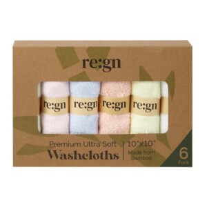 Organic Bamboo Face Cloths  Pastel 6 Pack