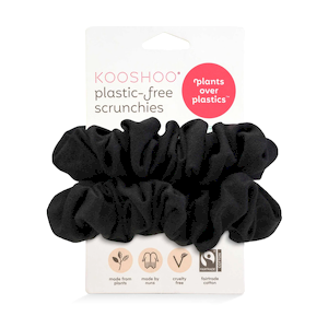 Black Organic Plastic-Free Hair Scrunchies – 2 Pack