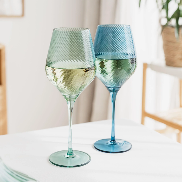 Twist Wine Glasses - Set of 2 Blue & Green