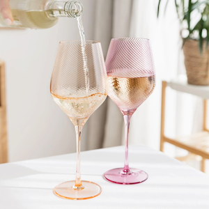 Twist Wine Glasses - Set of 2 Pink & Peach