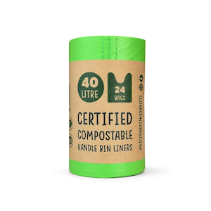 24 Compostable Bin Bags With Handles - 40 Litre
