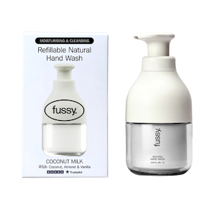 Fussy Refillable Natural Hand Wash – Coconut Milk Starter Kit