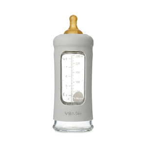 Wide Neck Baby Glass Bottle With Sleeve - Gorgeous Grey 250ml