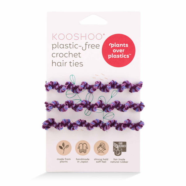 Plastic-Free Crochet Hair Ties - 3 Pack - Purple Frost