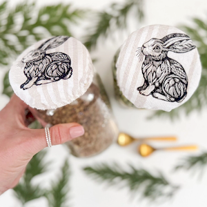 Set Of 2 Mason Jar Organic Cotton Covers - Rabbit