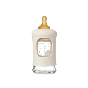 Wide Neck Baby Glass Bottle With Sleeve - Milky White 150ml