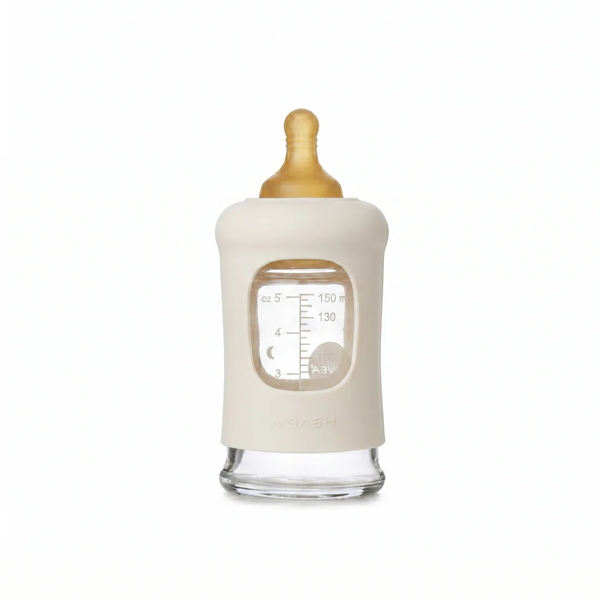 Wide Neck Baby Glass Bottle With Sleeve - Milky White 150ml