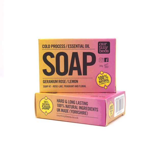 Natural Soap Bar - Rose Geranium, Orange & Lemon 140g - Image 2