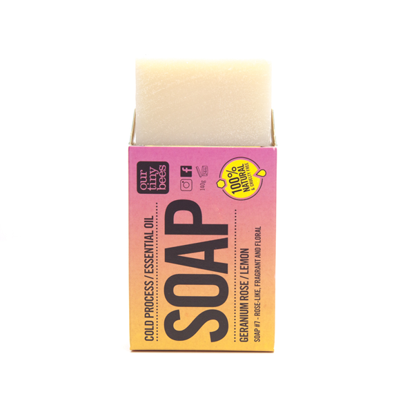Natural Soap Bar - Rose Geranium, Orange & Lemon 140g