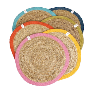 ReSpiin Seagrass & Jute Tablemats - Set of 6 - Rainbow