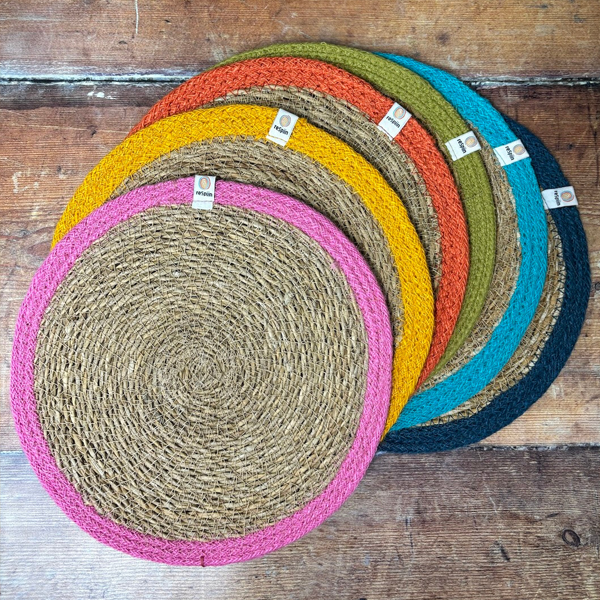 ReSpiin Seagrass & Jute Tablemats - Set of 6 - Rainbow - Image 2