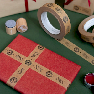 Biodegradable Paper Tape - Festive Stamp 24mm