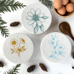 3 Small Cotton Bowl Covers - Vibrant Florals 6"