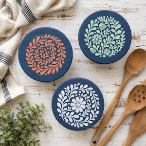 3 Mini Cotton Bowl Covers - Midnight Bloom 5"