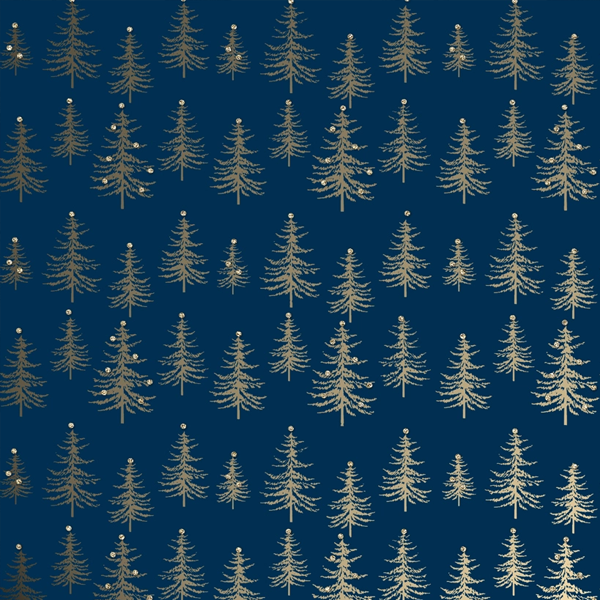 Luxe Gold Christmas Wrapping Paper - Trees