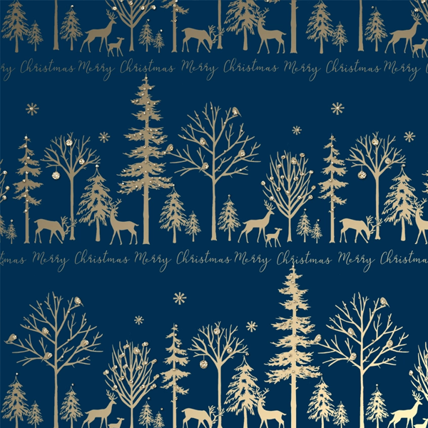 Luxe Gold Christmas Wrapping Paper - Winter Scene