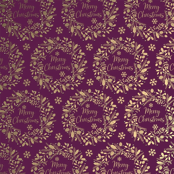 Luxe Berry Christmas Wrapping Paper - Plum Wreath