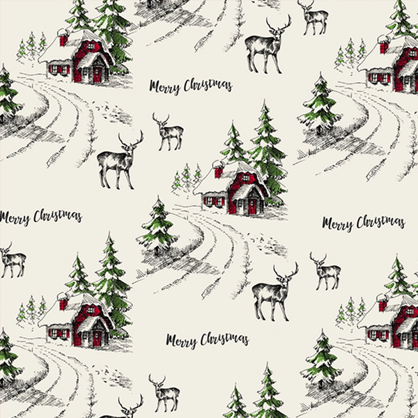 Vintage Christmas Wrapping Paper - Scene