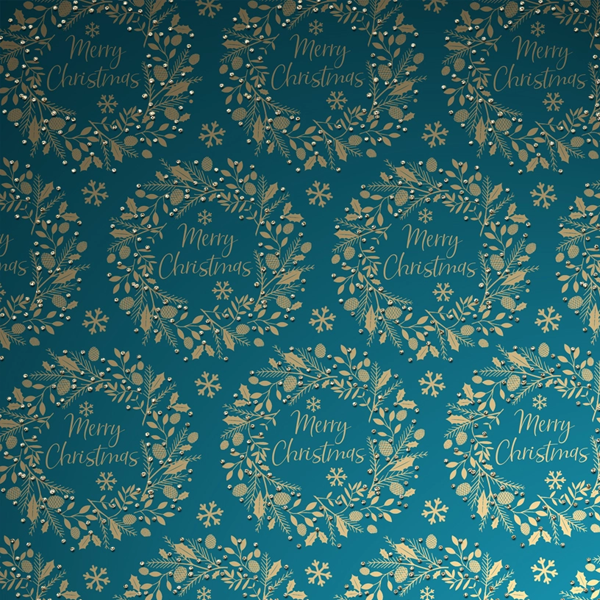 Luxe Gold Christmas Wrapping Paper - Wreath
