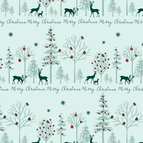 Holly and Ivy Christmas Wrapping Paper - Winter Scene