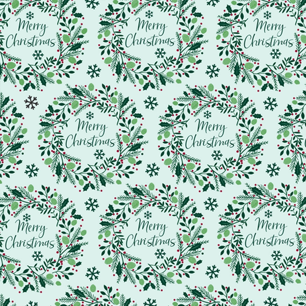 Holly and Ivy Christmas Wrapping Paper - Wreath